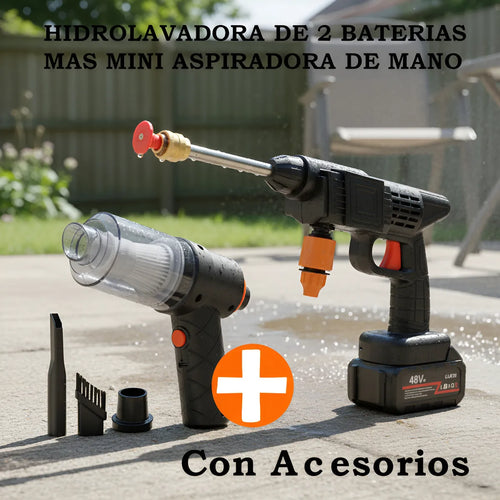 COMBO aspiradora 3 en 1 + Hidrolavadora + doble Batería + maletín