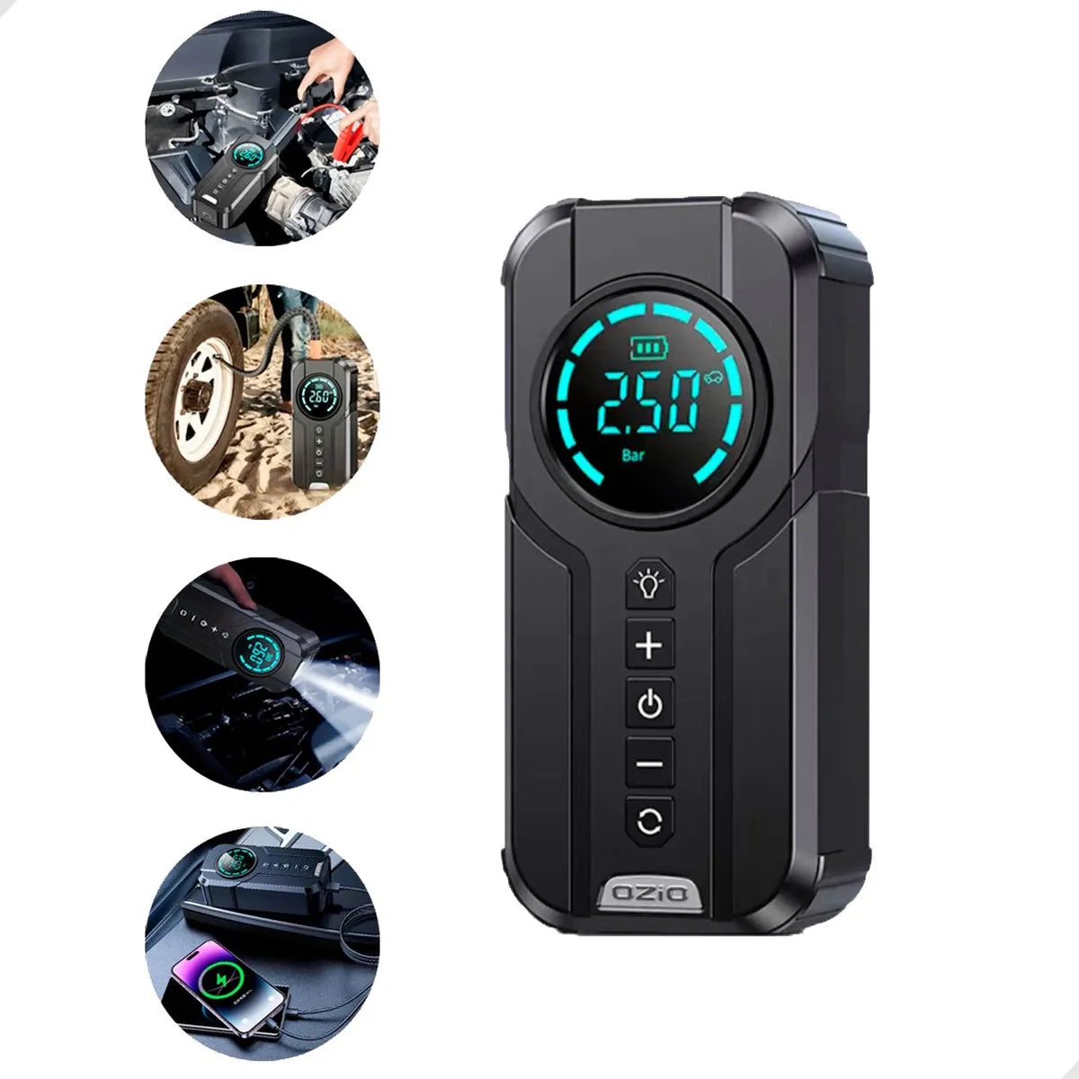 🔥COMBO IMPERDÍVEL - INICIADOR DE BATERIA Y COMPRESOR PORTATIL 6 EN 1 🔥