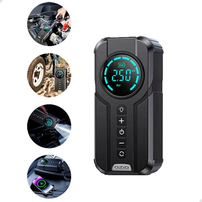 🔥COMBO IMPERDÍVEL - INICIADOR DE BATERIA Y COMPRESOR PORTATIL 6 EN 1 🔥