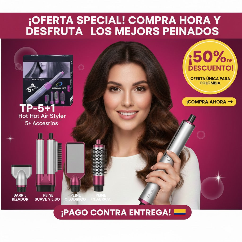 🔥 COMBO CEPILLO 5 EN 1 – 50% DE DESCUENTO + PAGO CONTRAENTREGA 🔥